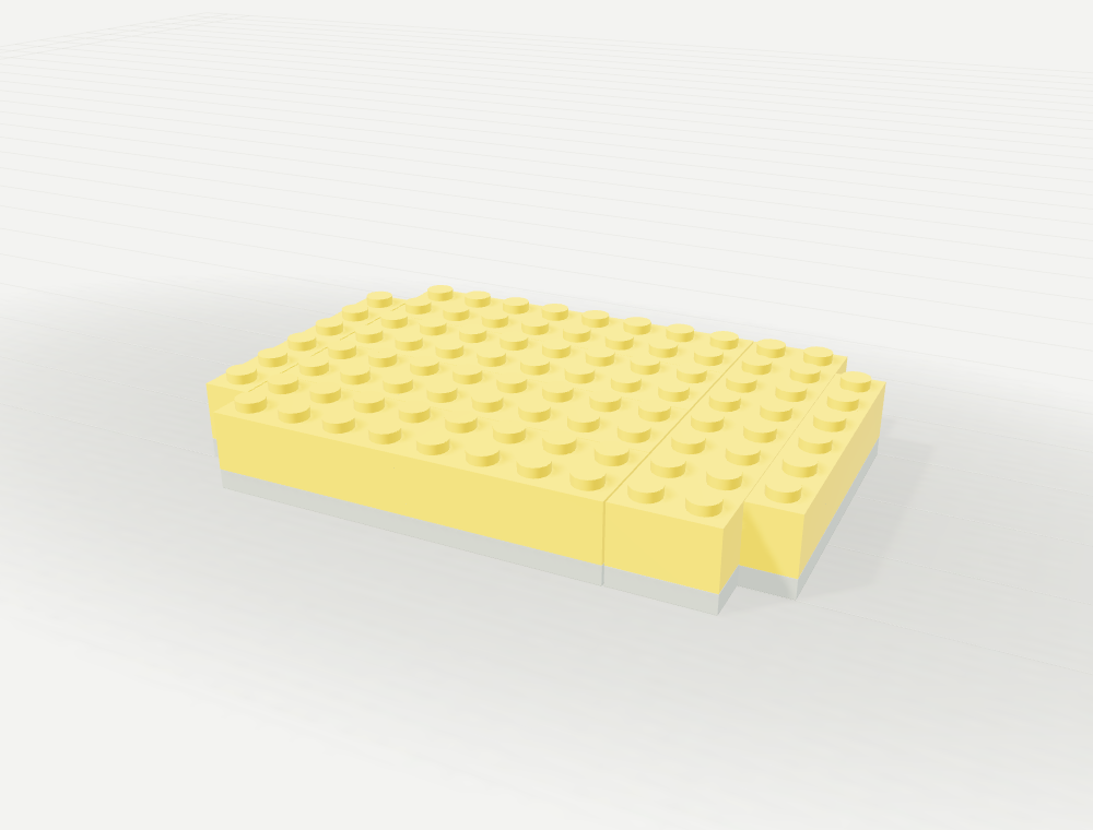 Step 2: Build the yellow pedestal. New parts in color, previously placed parts in gray.