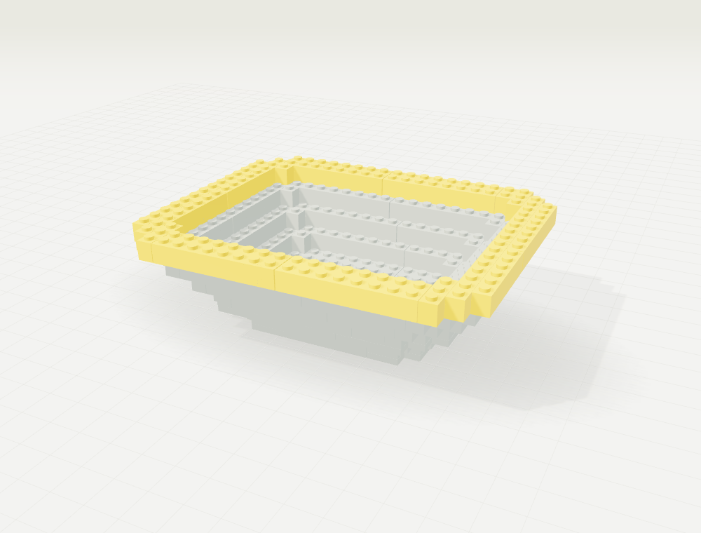 Step 8: Shape the bowl · layer 4. New parts in color, previously placed parts in gray.