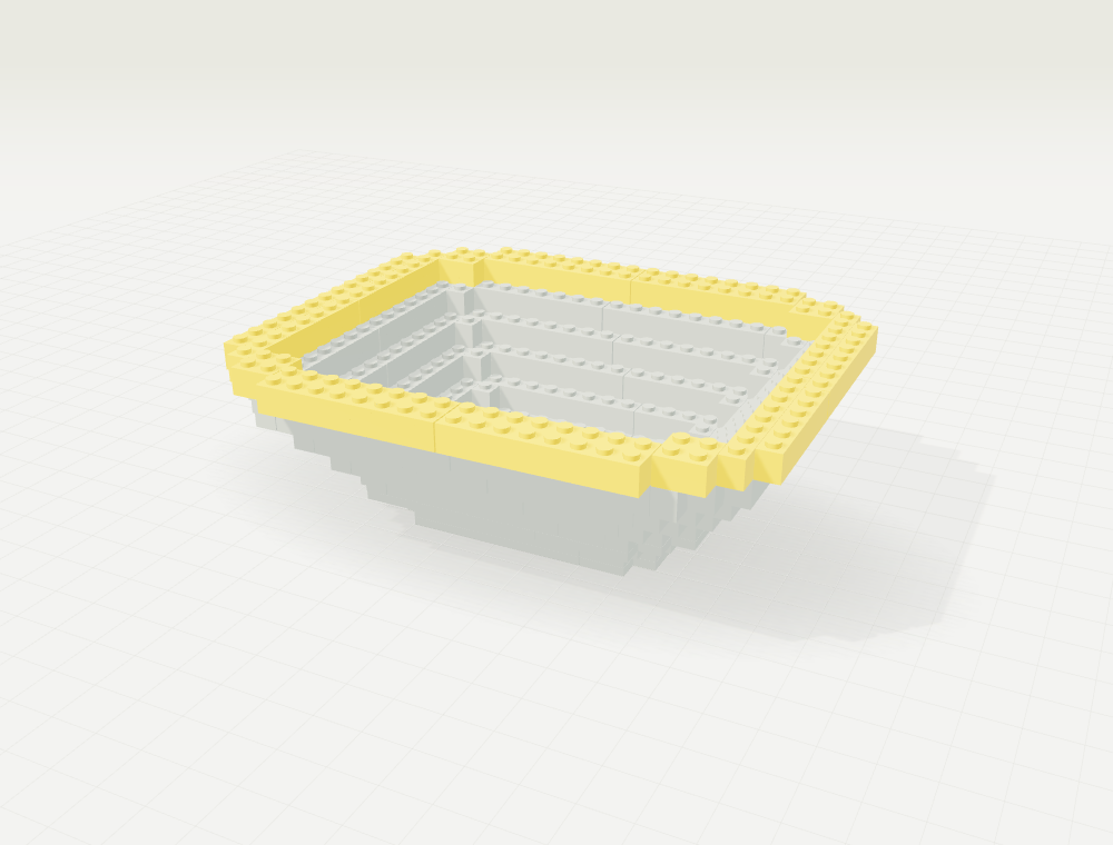 Step 9: Shape the bowl · layer 5. New parts in color, previously placed parts in gray.