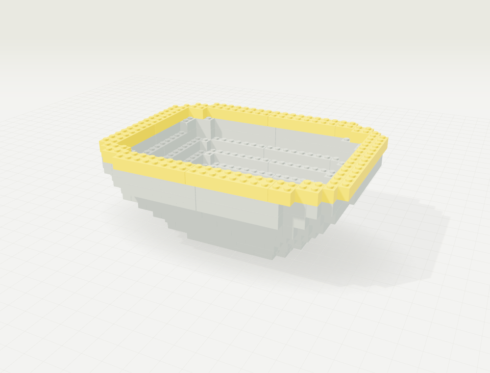 Step 11: Shape the bowl · layer 7. New parts in color, previously placed parts in gray.