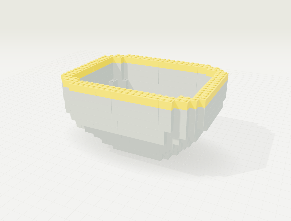 Step 14: Shape the bowl · layer 10. New parts in color, previously placed parts in gray.