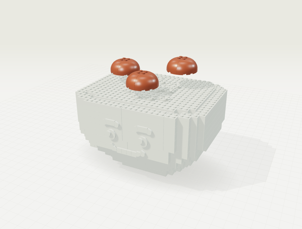 Step 25: Three little meatballs. New parts in color, previously placed parts in gray.