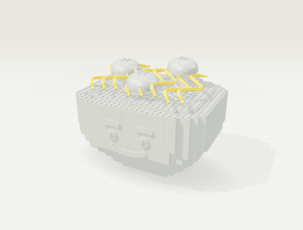 Step 27: Twirl across the top. New parts in color, previously placed parts in gray.